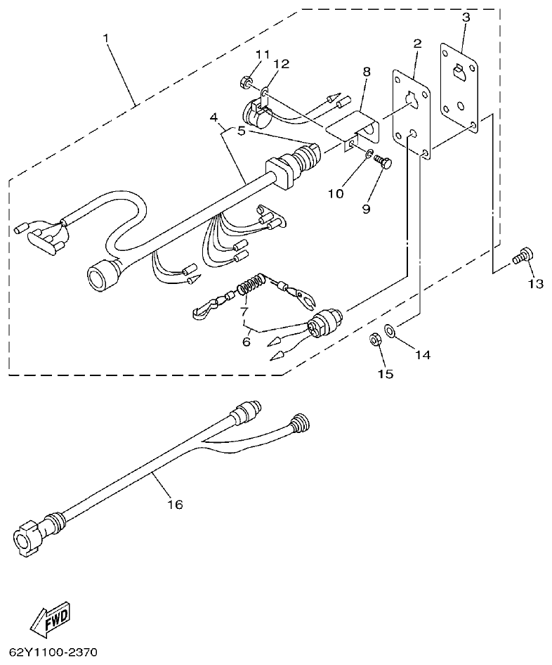 Yamaha FT60B SWITCH. PANEL parts diagram